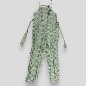 BlankNYC Jumpsuit women’s M Green Linen Snake Skin‎ One Piece Animal Print